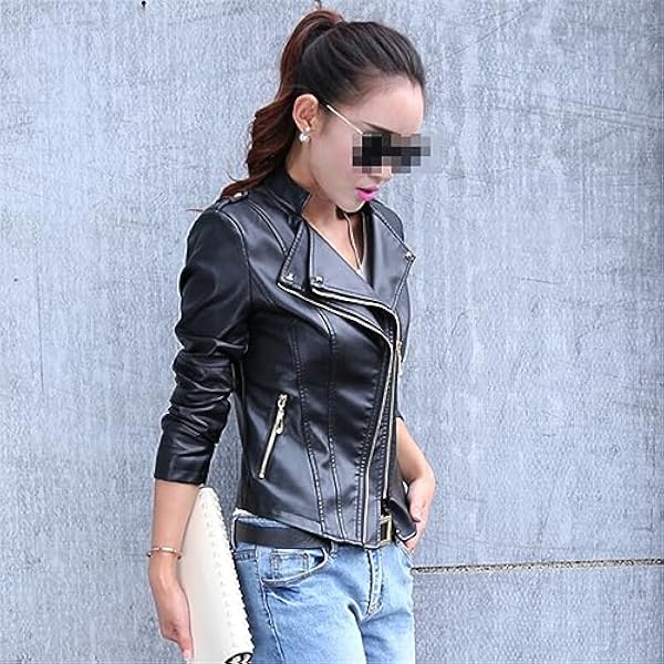 Adhdyuud Vrouwen Pu Faux Lederen Jassen Jas Herfst Lange Mouw Rits Slanke Zwarte Motor Biker Uitloper Tops